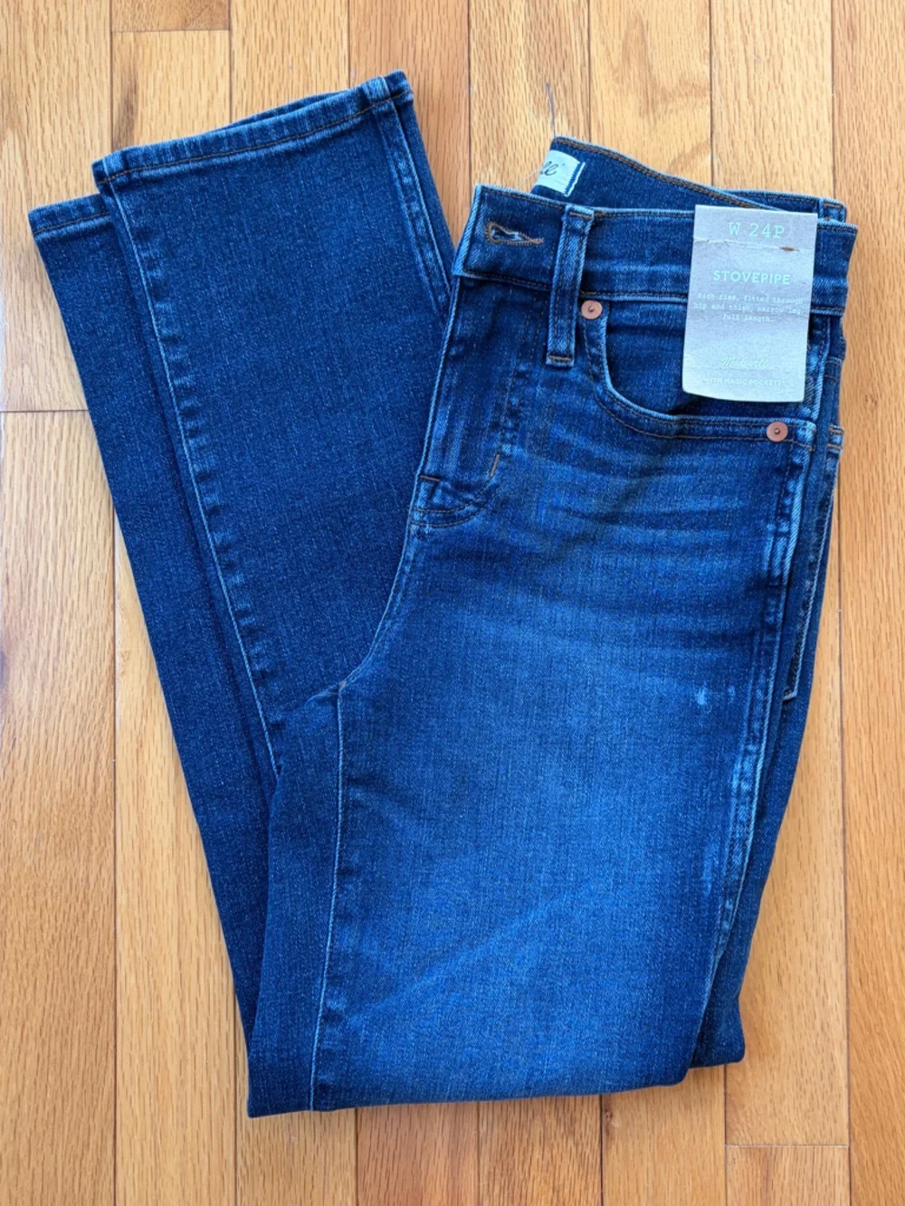 Madewell Slim Straight Jeans in Dark Blue Denim - Picture 1 of 3